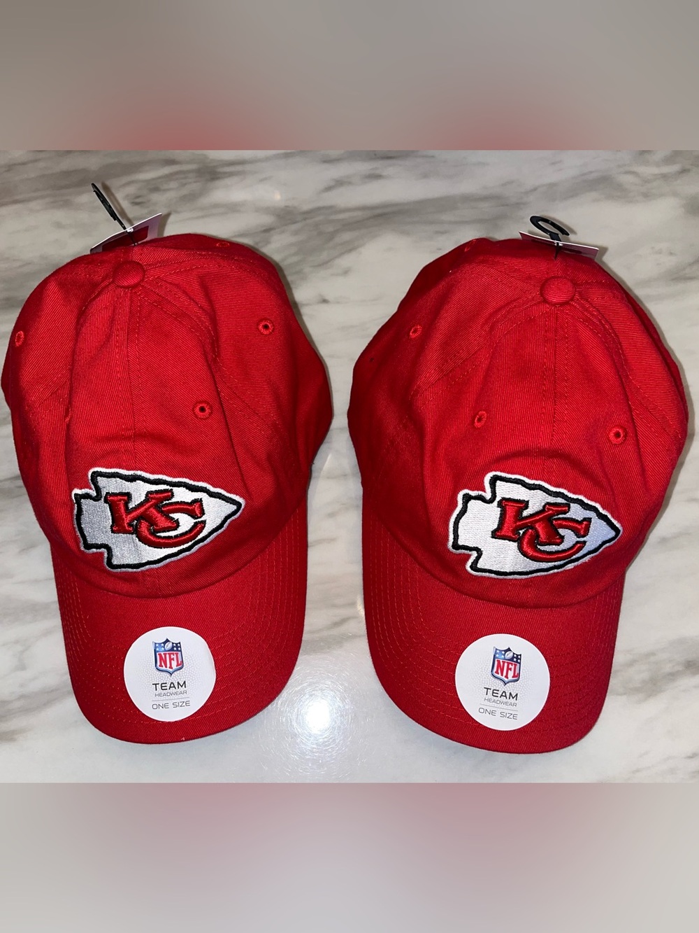 NWT Set of 2 Kansas City Chiefs Red Adjustable Hats NFL Cap OS